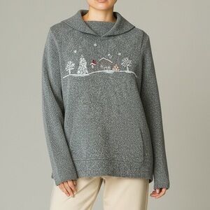 Vtg Northern Reflections Green Embroidered‎ Sweater M Cabincore Cozy Grannycore